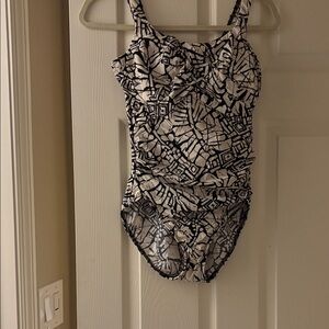 Lands' End Black and Cream Swimsuit
